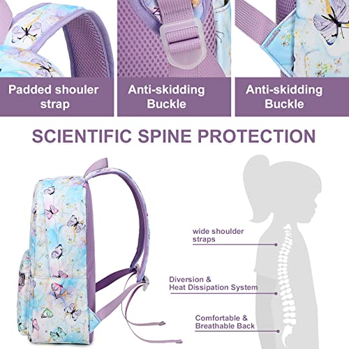 Kids Backpack For Girls Butterfly Preschool Bookbag With Lunch Box Kindergarten School Bag Set For Young Elementary Students (Purple) #TOP7