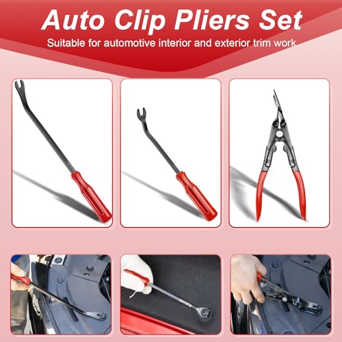 Image of Doaho 19Pcs Car Trim Removal Tool,Auto Clip Pliers Fastener Remover Set,Pry Tool Repair Kit,Fastener Clips Removal Car Tool for Panel,Audio, Dash, Window,Clip and Upholstery with Storage Bag
