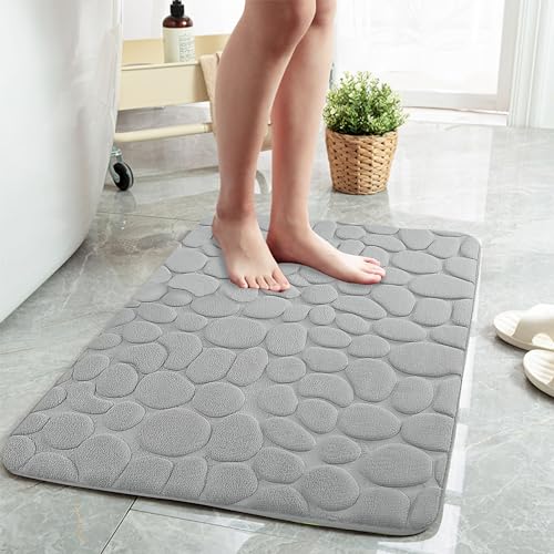 Tapis de bain super absorbant antidérapant en velours gris - 2