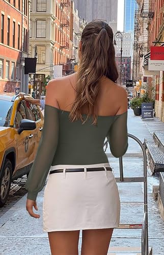 Save 40% on REORIA Women's Off Shoulder Mesh Bodysuit Top - Image 5