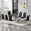 Silver Table&8 Black Chairs