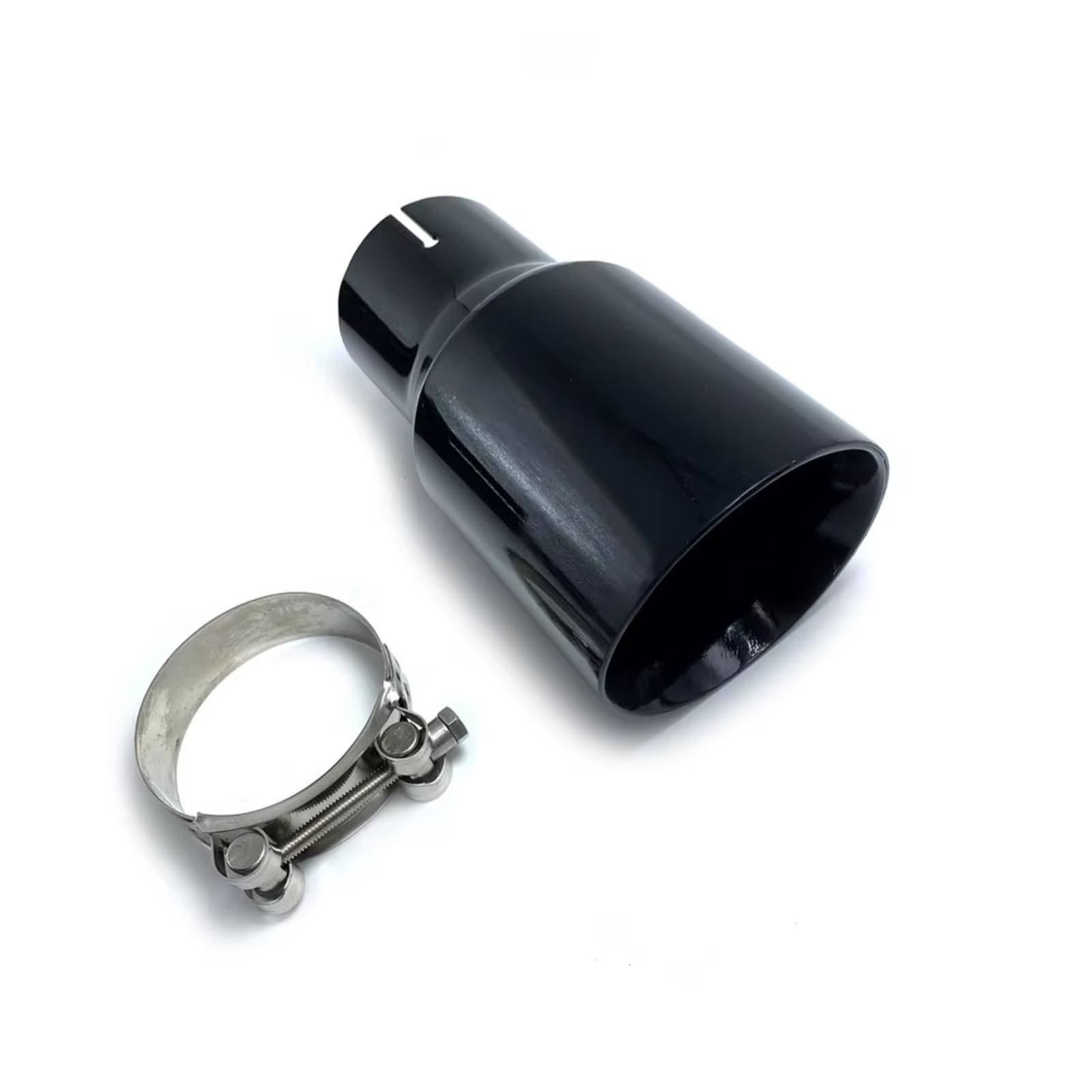 Terminales Escape Para Benz Serie Coche Modificado Acero Inoxidable Negro Brillante Tubo Escape Universal Bisel Edeg Silenciador Punta 1 Pieza(ID 60mm-OD 89mm)