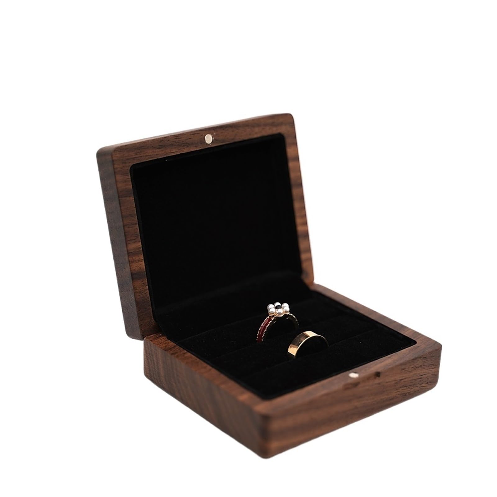 WWYYZAYC Wood Wedding Ring Box Storage Engagement Ceremony Proposal Portable Bead Case Rustic(Color02,NO ENGRAVING)