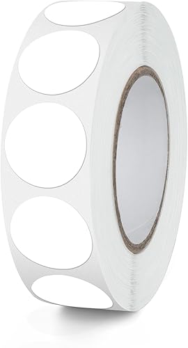 Calcomanías redondas blancas de 34 pulgadas con código de color, impermeable, rollo extraíble de 1000 unidades
