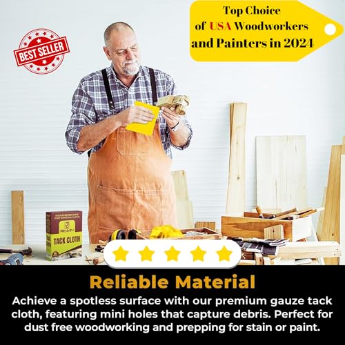 Image of Eshazu Premium Tack Cloth (Pack of 24) - Professional Grade Dust and Particle Remover for Woodworking and Painting - Tack Rags for Surface Cleaning - Silicone & Wax Free, Anti-Static