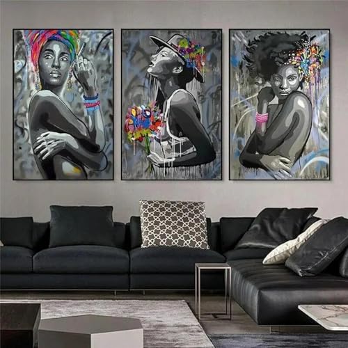 Peinture murale aquarelle femme abstraite expression de la beauté noire