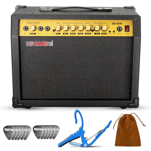 5 Core Electric Guitar Amp 50 Watt Amplifier 8' Speaker Portable Amp with Headphone Input Gain...