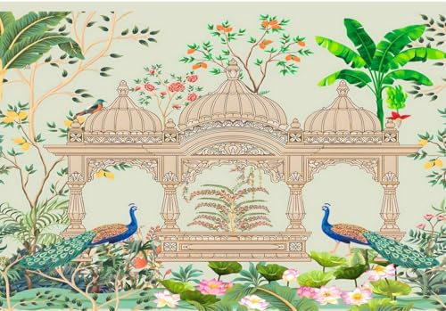 Image of Backdrop Cloth for Decorations poojas | Lakshmi poojas backdrops Cloth| Decoration Backdrop for Pooja | Peacock Backdrop Decoration Cloth (8FT-6FT) | Back Ground Decoration Clothes