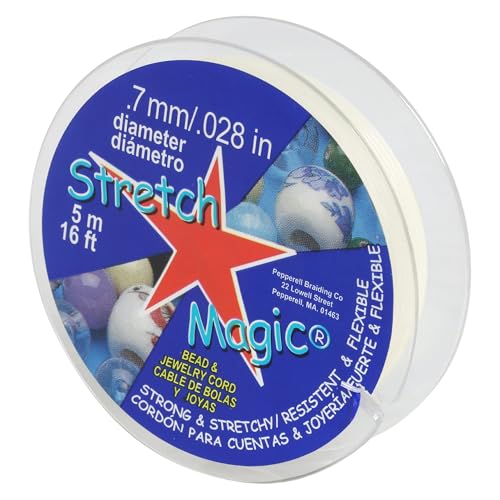 Image of Stretch Magic Elastic Beading Cord - Pearl Color, 0.7mm in Diameter, 5-Meter (16 ft) - Easy to Knot, Strong & Stretchy String for Making Beaded Jewelry