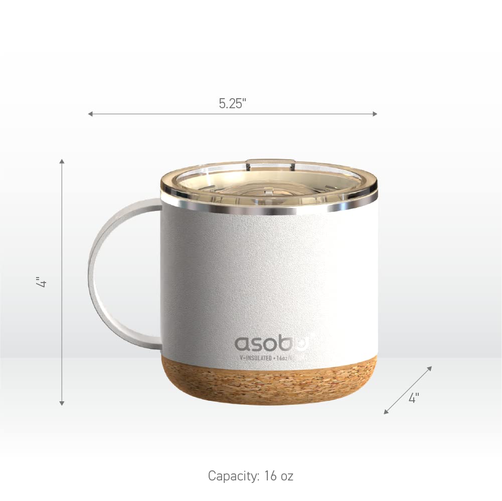 asobu Infinite Tasse à café isotherme en acier inoxydable avec revêtement intérieur en céramique et dessous de verre en liège