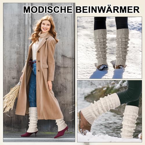 taonganui 4 Paar Stulpen Damen Gestrickte Beinstulpen für Frauen Mädchen, Winter Beinwärmer Warm und Bequem Langer Beinwärmer Crochet Stricken Stulpen für Ballett, Tanz, Sport