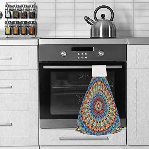 Baegutly Hanging Hand Towel Mandala Paisley Floral Flowers Vintage Ethnic Exotic Tribal Kitchen Tie Towel Fingertip Towel Washcloth Tea Towel #TOP4