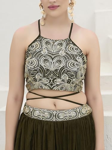 Image of PURVAJA Women's Silk Semi-Stitched Lehenga choli