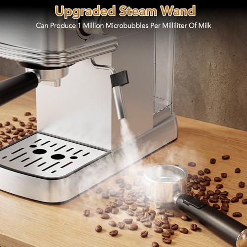 Image of COWSAR 20 Bar Espresso Machine, Compact Espresso Maker with Steam Milk Frother, Stainless Steel Coffee Machine with 45oz Removable Water Tank, for Cappuccino,Latte&Cold Brew Home&Office