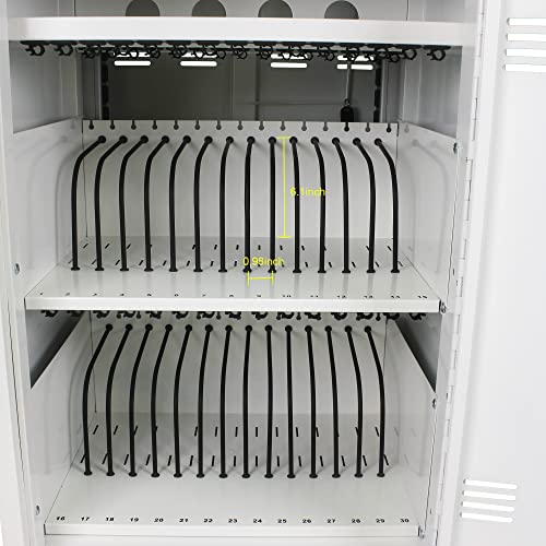 SumKea Universal 30-Device Charging Cart for Tablets and Laptops - Secure Mobile Cabinet with Combination Lock and UL-Certified Power, Ideal for Schools, Offices, and Healthcare Facilities, White by SumKea - Image 3