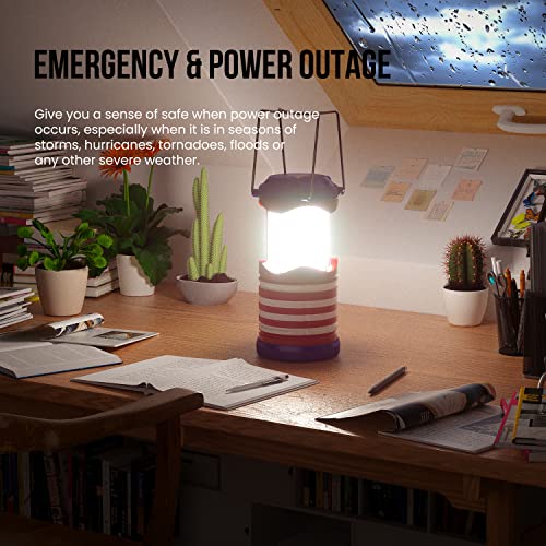 Lichamp 4 Pack Led Camping Lanterns American Flag, Battery Powered Camping Lights Cob Super Bright Collapsible Flashlight Portable Emergency Supplies Kit, I4Af #TOP5