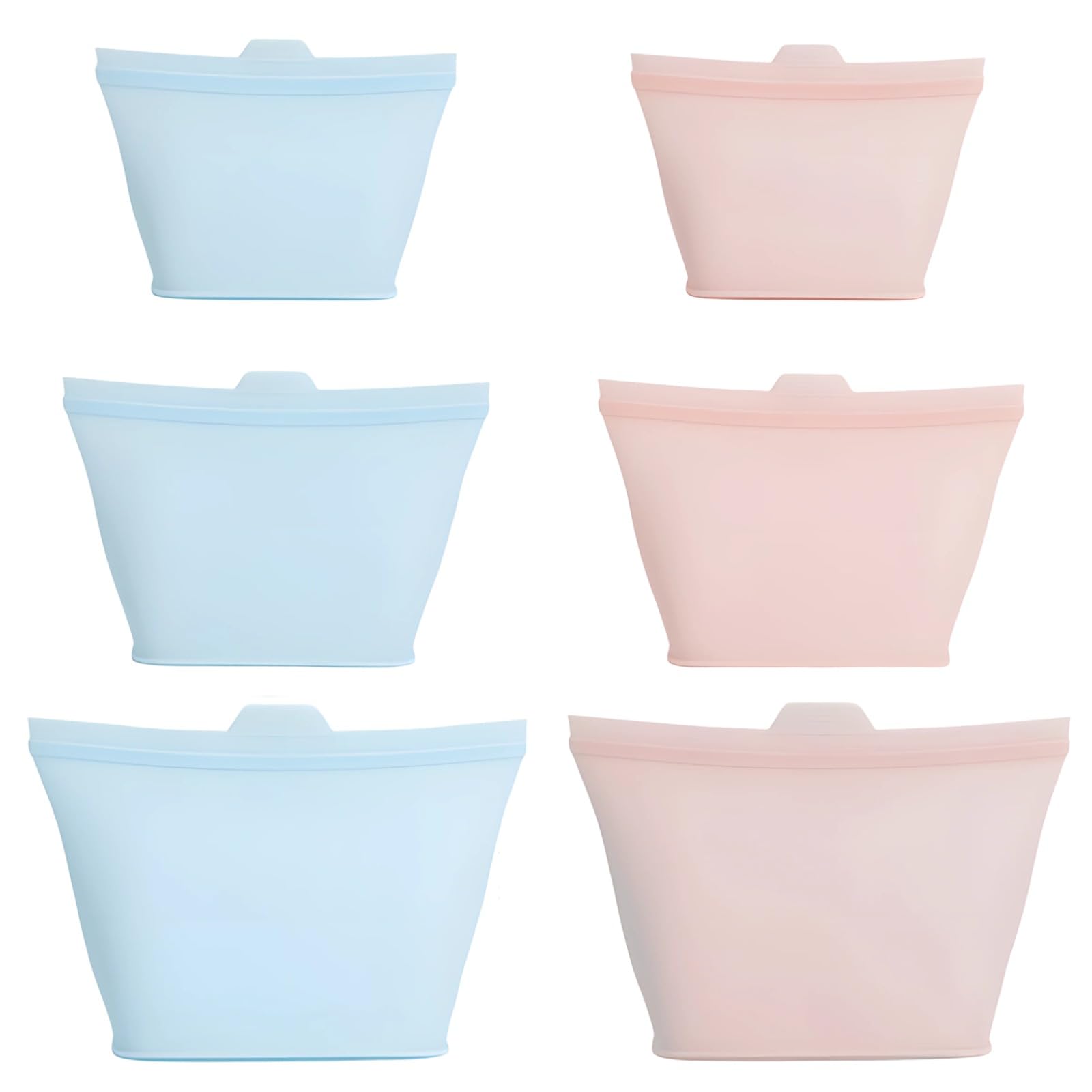 Packool Multicolor 6 Pcs Silicone Bags For Food Storage, Includes 3 Sizes, Smallest Bag: 6.7 X 4.9 In / 17 X 12.4 Cm, Middle Bag: 8.1 X 5.7 In / 20.5 X 14.4 Cm, Largest Bag: 9.7 X 6.9 In / 24.7 X 17.4 Cm