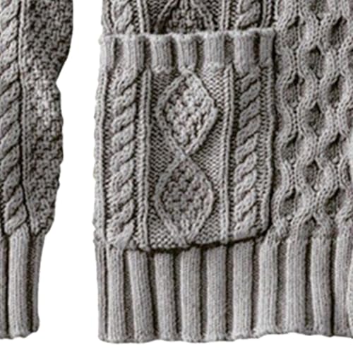 Men's Shawl Collar Cardigan Sweaters Slim Fit Button Down Long Sleeve Cable Knitted Casual Outerwear with Pockets2