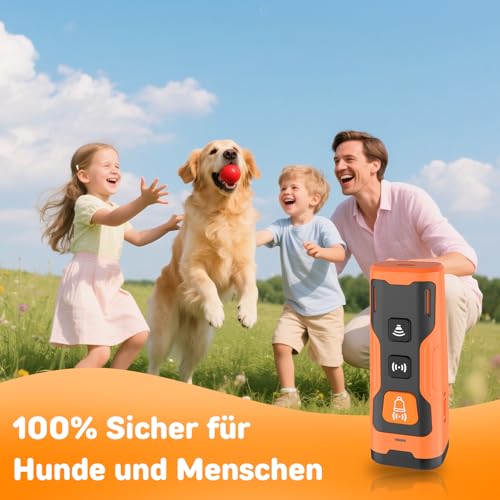 HZK 6 in 1 Anti Bell Gerät Hunde Gerät mit 3 Schallsendern,Handheld Antibell Ultraschall,15M Reichweite,Wiederaufladbares Antibell für Hunde,100% Sicher,Drinnen und Draußen