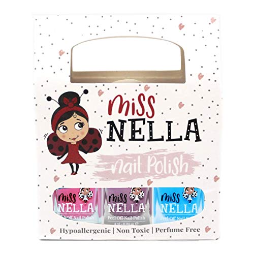 Miss Nella Mermaid Blue, Bubble Gum, Pink A Boo molto brillante, smalto per bimbe a base acqua, Formula peel off