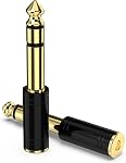 Paquet de 2 6.35mm (1/4 de pouce) 3.5mm (1/8 inch) Convertisseur d'adaptateur audio stéréo pour haut-parleur, piano numérique, casque de guitare Amp, plaqué or