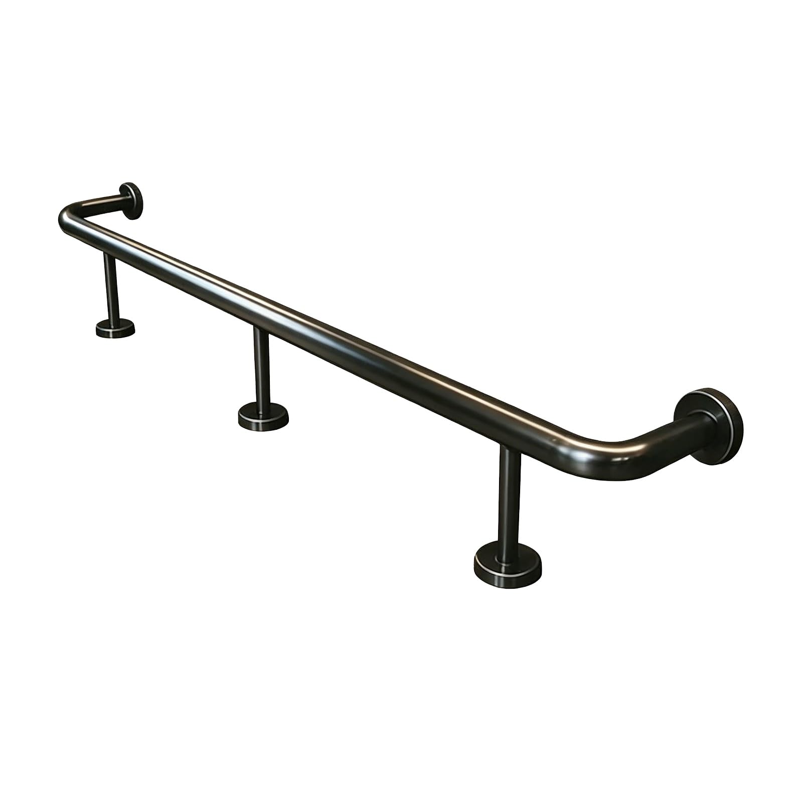 inless Zestaw balustrad stalowych, 5ft / 152 cm, czarna szyna nożna z akcesoriami do wewnątrz, na zewnątrz, pub, kuchnia, pojemność 150 kg