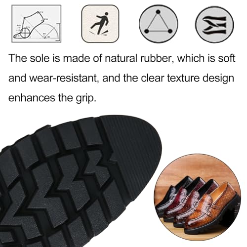 Men's Leather Printing Platform Loafers Fashion Buckle Lug Sole Slip On Casual Shoes for Business Work Evening Comfort Dress Shoes4