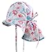 MeekEra Gorro de Verano para Bebé Anti-UV con Alas Anchas Floral Infantil Sombrero de Algodón con Barbijo Ajustable Sombrero de Sol para Verano Niño - Blanco - 3-4 Años