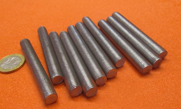 Steel Fully Threaded Round Rod, RH, 3/8"-24 Diameter x 3.00" Length, 10 Pcs.