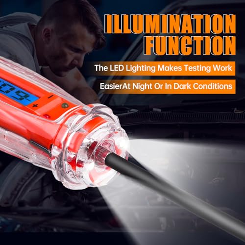 Image of Automotive Test Light 3-72V DC Digital Light Tester with Voltmeter, Heavy Duty Auto Circuit Tester with LCD Backlight Display and LED Indication, Electric Test Pen with Illumination