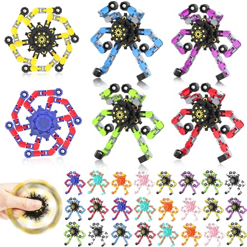 Transformable Fidget Spinners,30PCS Funny Sensory Fidget Toys Adults Deformable Chain