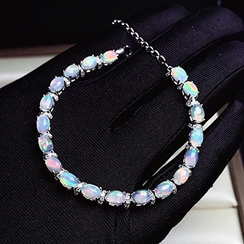 Bracelet opale naturelle femme en argent 925 incrusté de véritables pierres précieuses