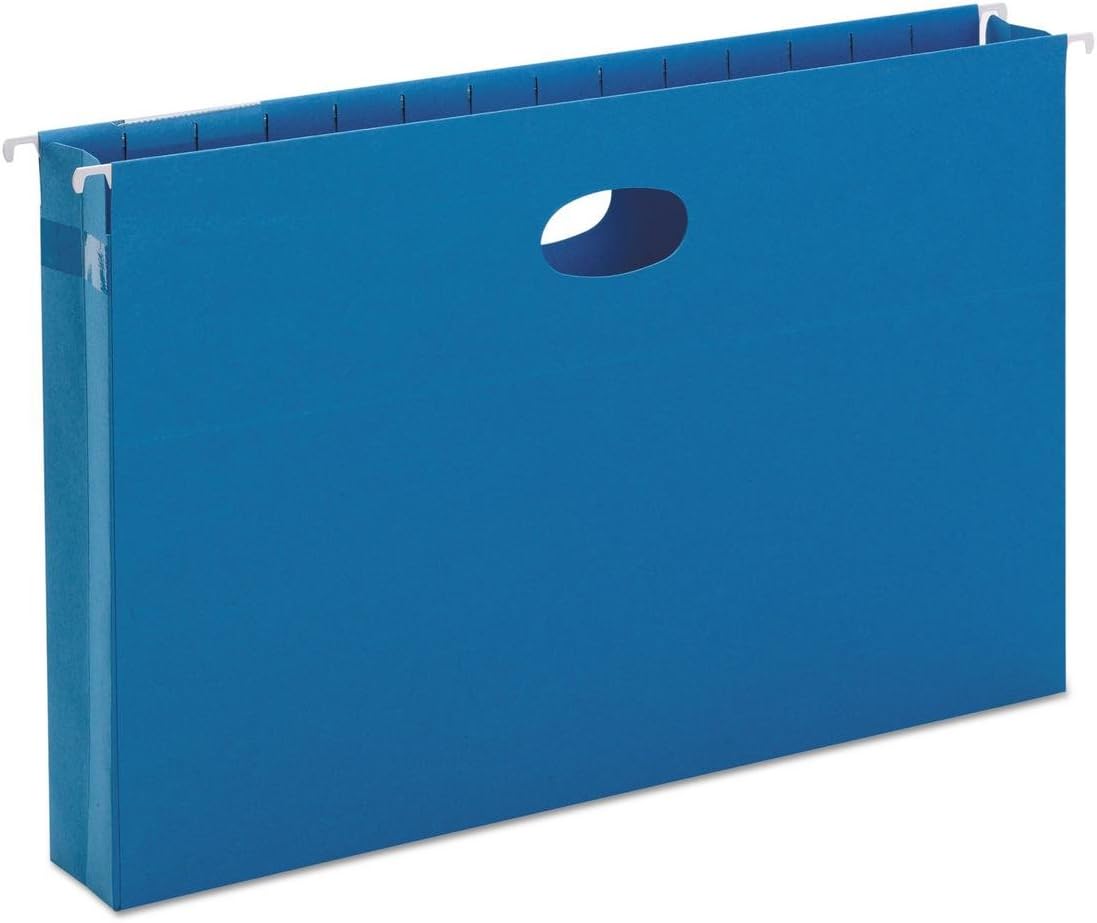 Smead Hanging Pocket with Full-Height Gusset, 3” Expansion, 1/5-Cut Adjustable Tab, Legal Size, Sky Blue, 25 per Box (64370)