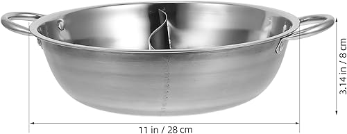 Miniatura 2 de Hemoton Hotpot Pot Olla caliente con divisor Olla caliente de acero inoxidable Olla caliente dividida Olla caliente para el hogar Olla caliente de