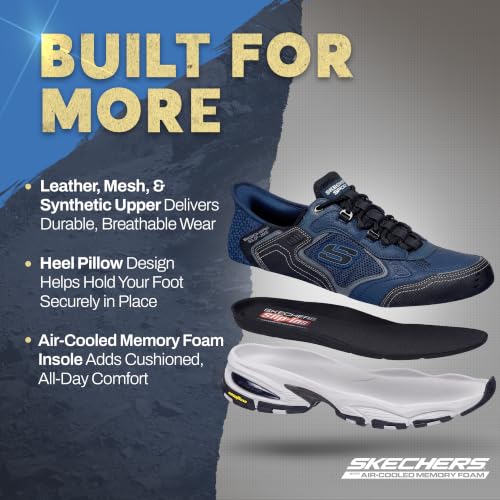 Image of Skechers Mens Vigor 3.0 Drafting Hands Free Slip-inSneaker | Hands Free Slip-ins, Air-Cooled Memory Foam, Goodyear Rubber, Anti-Slip, Heel Pillow, Casual