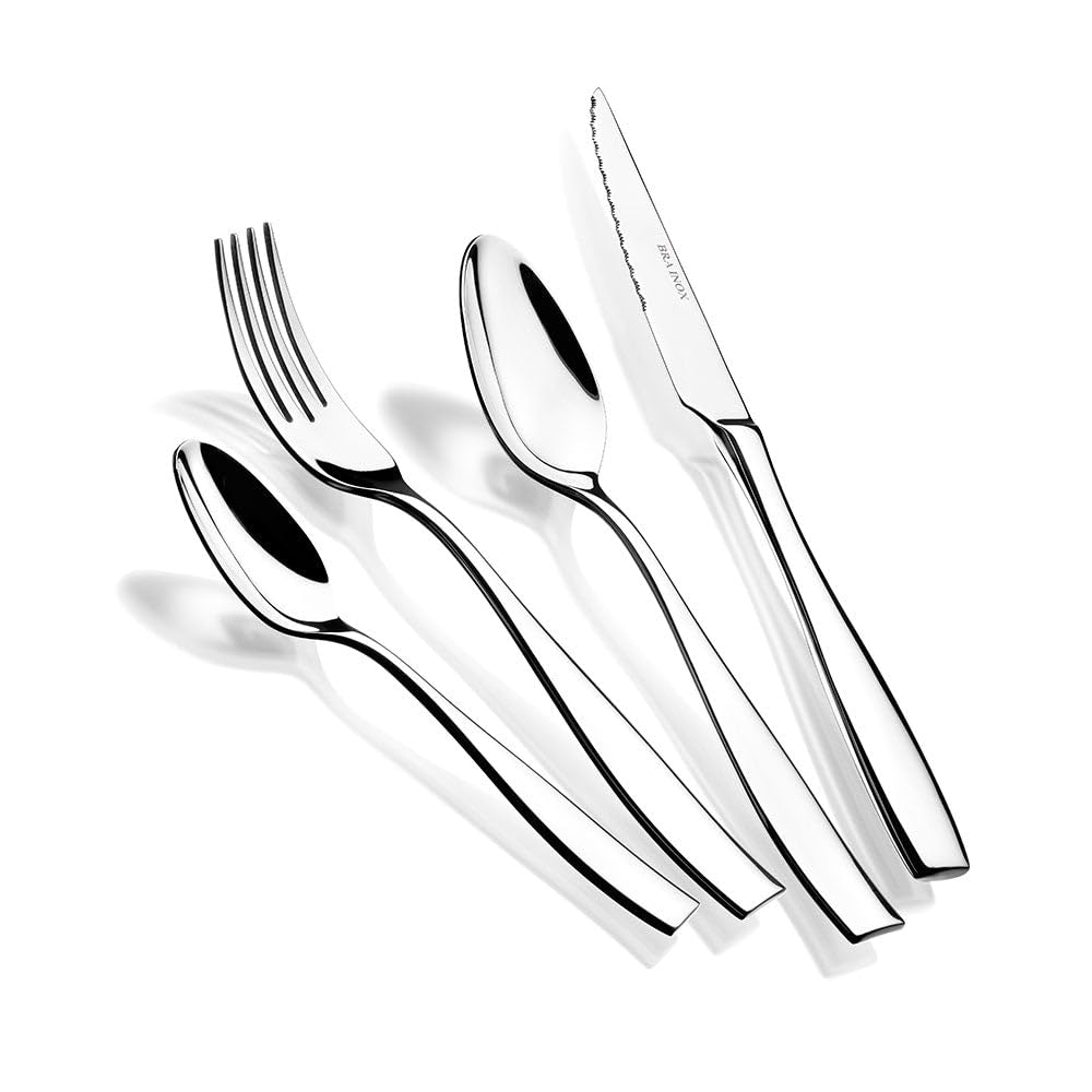 BRA Parma | Set 75 pezzi posate, acciaio inossidabile 18/10, finitura lucida brillante, adatte alla lavastoviglie, spessore 3,5 mm, con coltello bistecca