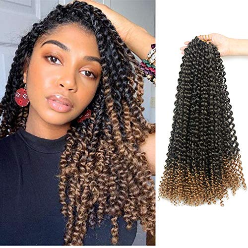 7 Packs Passion Twist Hair 18 Inch Water Wave Crochet Twist Braids Long Bohemian Synthetic Braiding for Passion Twist Crochet Hair Extensions (1B/27#) (26, #1)