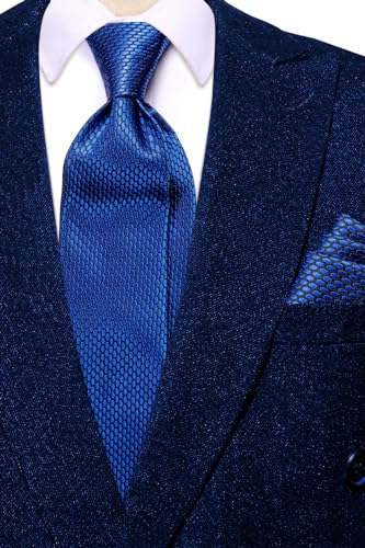 Image of Dubulle Mens Paisley Striped Tie Woven Necktie for Men and Handkerchief Cufflinks Set Wedding Formal Business