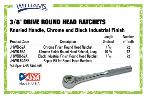 Williams B-53A 3/8-Inch Drive Long Round Head Ratchet #TOP3