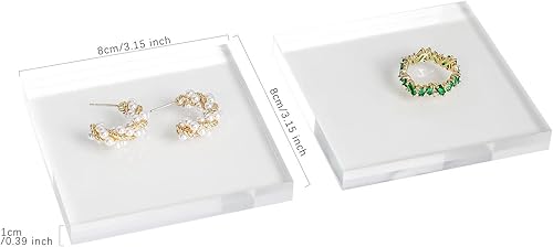 Miniatura 4 de GemeShou 2 elevadores transparentes de exhibición de joyas, elevadores de anillo acrílico al por menor, soporte de exhibición transparente para