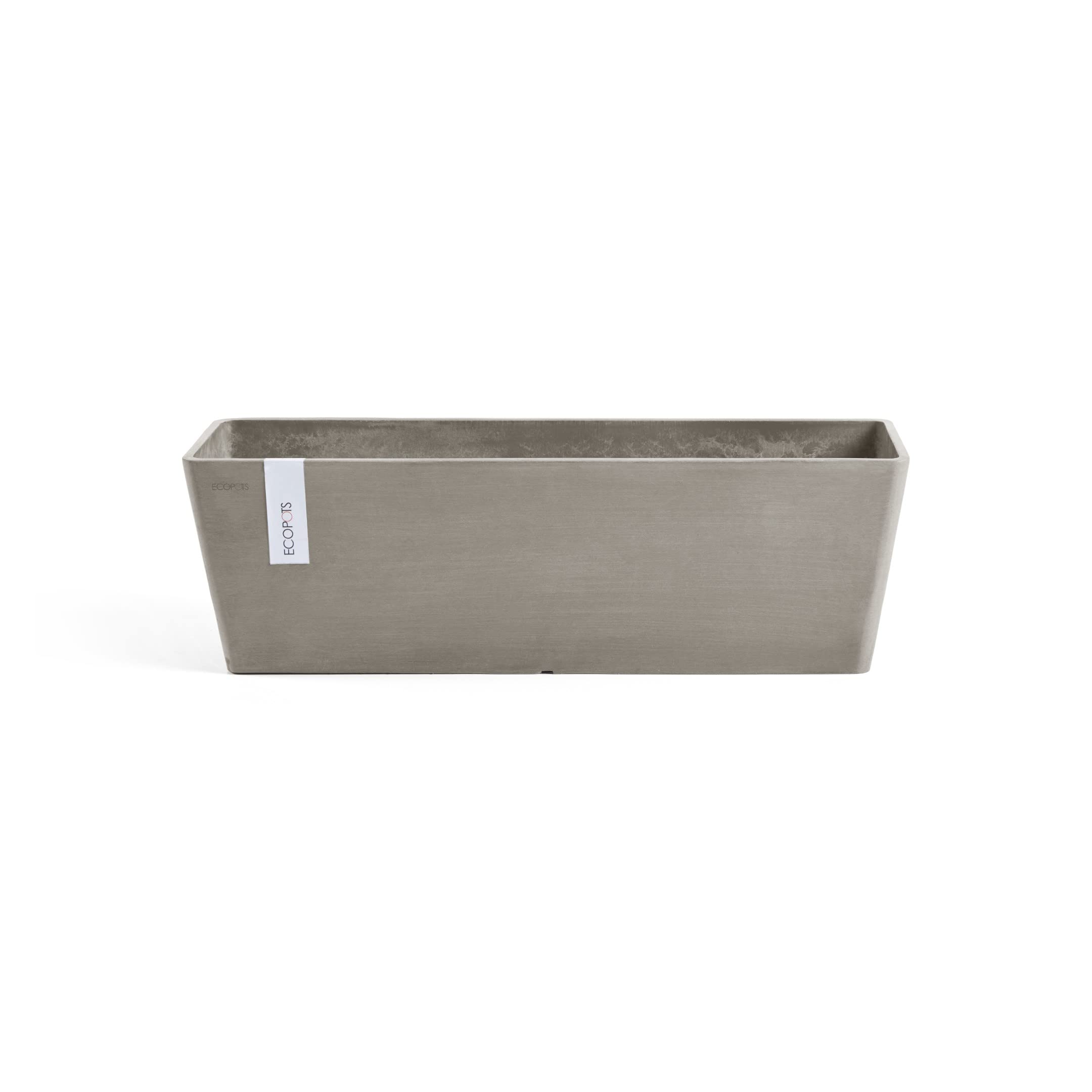 Ecopots Bruges - Maceta rectangular moderna de plástico reciclado para interiores y exteriores, color gris pardo, 21.5 pulgadas