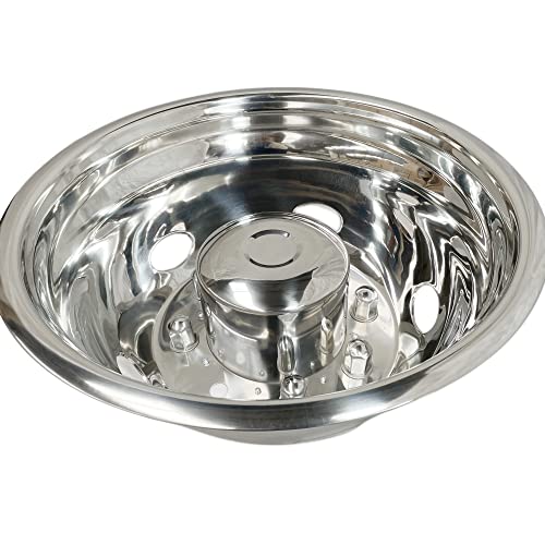 Image of 4pcs 19.5inch Polished Stainless Steel Dually Wheel Simulators, Nice Looking Bolt On Wheel Cover, 8 Lug Hubcaps fit for 1999-2004 Ford F450 F550 with Installation Tools