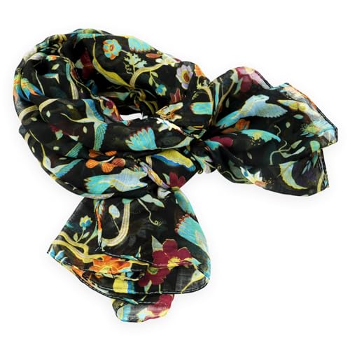 Image of GERINLY Scarfs for Women Lightweight Cotton Feel Scarves Floral Birds Print