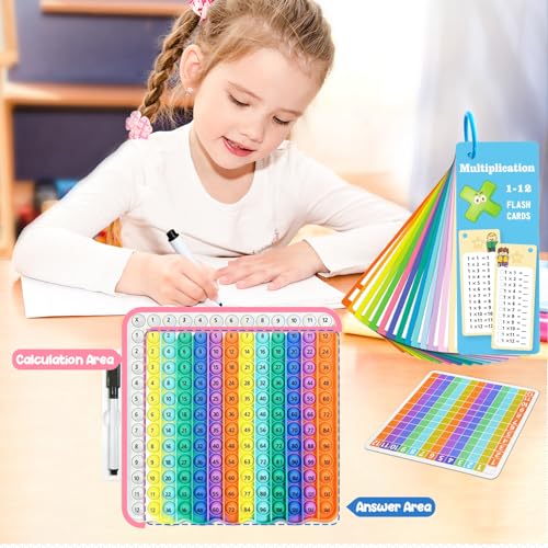 Image of Multiplication Flash Cards + Pop Fidget Multiplication Chart, Times Table Educational Flashcard 3rd Grade, 4th, 5th, 6th Grade for Kids