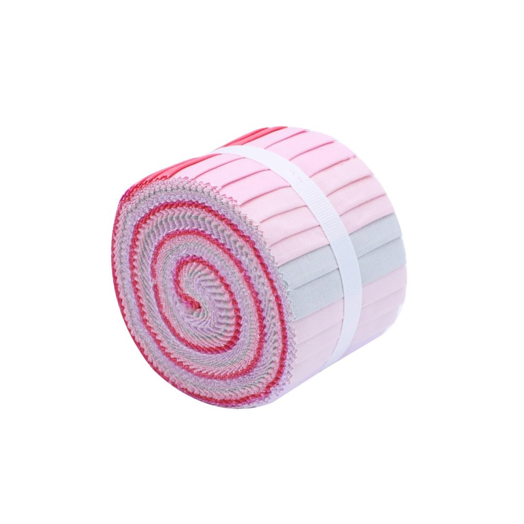 Craftsfabrics Shades Of Pink 100% Cotton 20Pcs/Roll Woven Jelly Rolls Strips 140Gsm Ideal For Quilting, Scrapbooking, Sewing, Arts & Crafts, Patchwork