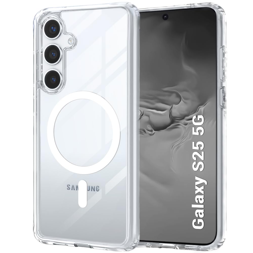 TheGiftKart Hybrid Shockproof Back Cover Case for Samsung Galaxy S25 5G | Hard Back Cover Case for Samsung Galaxy S25 5G (PC & TPU, MagSafe Compatible, Transparent Crystal Clear Back, Clear Sides)