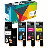 Do it Wiser Compatible Printer Toner Cartridge Replacement for Dell C1760nw C1765nfw 1250c 1350cnw 1355cn 1355cnw C1765nf - 810WH Black, C5GC3 Cyan, XMX5D Magenta, WM2JC Yellow (4-Pack)