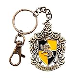 metallknöpfe wappen Motiv Hufflepuff Wappen Hufflepuff Wappen Schlüsselanhänger aus Harry Potter handbemalt Gesamtlänge 15,5cm gelb-schwarz Metall