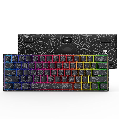 HITIME 60% Percent Keyboard, Topographic Theme Keyboard, XVX M61 Pro Bluetooth/2.4GHz/USB-C Wireless Mechanical Gaming Key Board, Hot Swappable Creamy Pre-lubed Switch, RGB