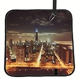 FHEDVBN Chicago City Seat Cushion Folding, Indoor Outdoor Portable Chair Cushion for Camping, Waterproof Memory Foam Sitting Mats for Picnic Hiking, Lightweight & Compact 15.8 x 15.8 in